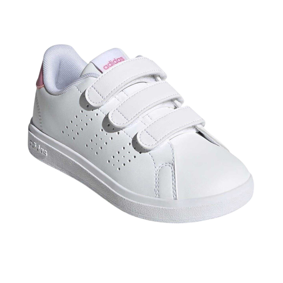 Adidas (11 Uk Child, White/Pink) Childrens/Kids Advantage Trainers