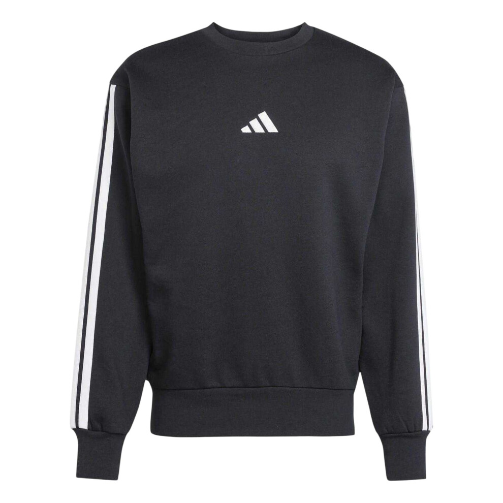 Adidas (Xxl, Black/White) Mens Essentials 3 Stripes Fleece Sweatshirt