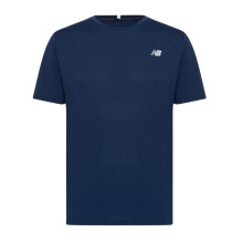 (S, Navy) New Balance Mens Chest Logo Running T-Shirt