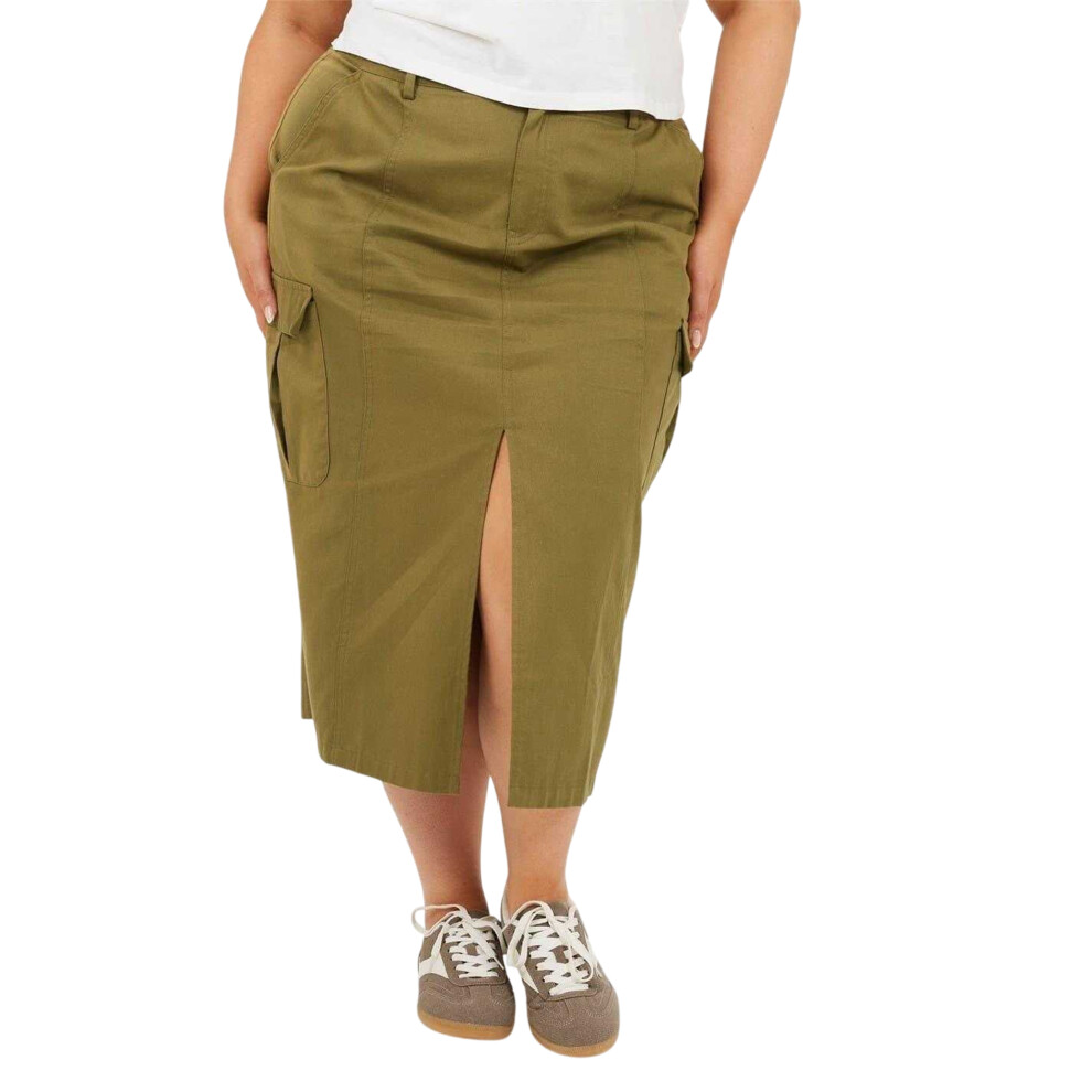 Brave Soul (24 Uk, Khaki Green) Womens/Ladies Denim Plus Cargo Skirt