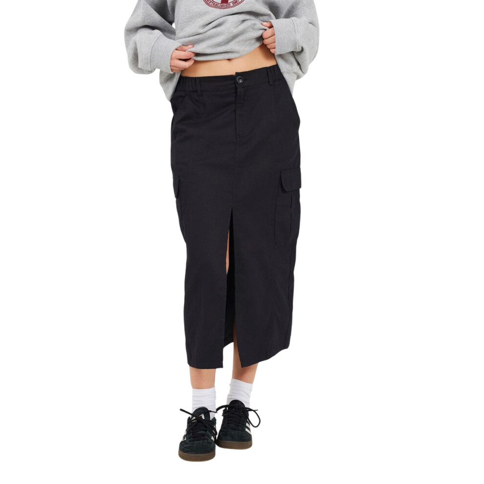 Brave Soul (12 Uk, Black) Womens/Ladies Denim Cargo Pocket Midi Skirt
