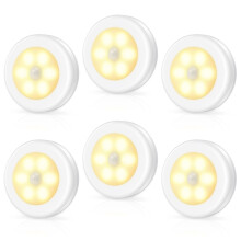 (6PCS Warm) AMIR Upgraded Motion Sensor Light Cordless Battery-Powered LED Night Light Stair Lights Wall Lights for Hallway Bedroom Kitchen
