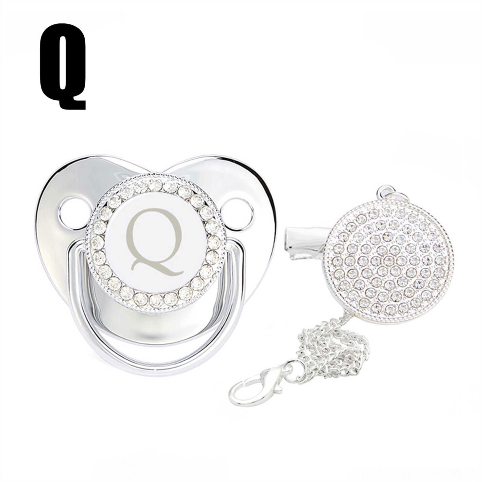 Silicone baby pacifier with initial clip 26 letters
