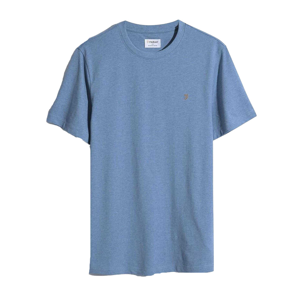 Farah (S, Blue Tide) Mens Logo Regular T-Shirt