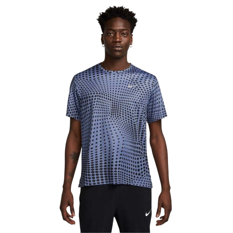 Nike (M, Indigo) Mens Miler Dri-Fit Crew Neck T-Shirt