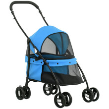 Carrinho dobrável azul para animais de estimação com almofada lavável, 82 cm