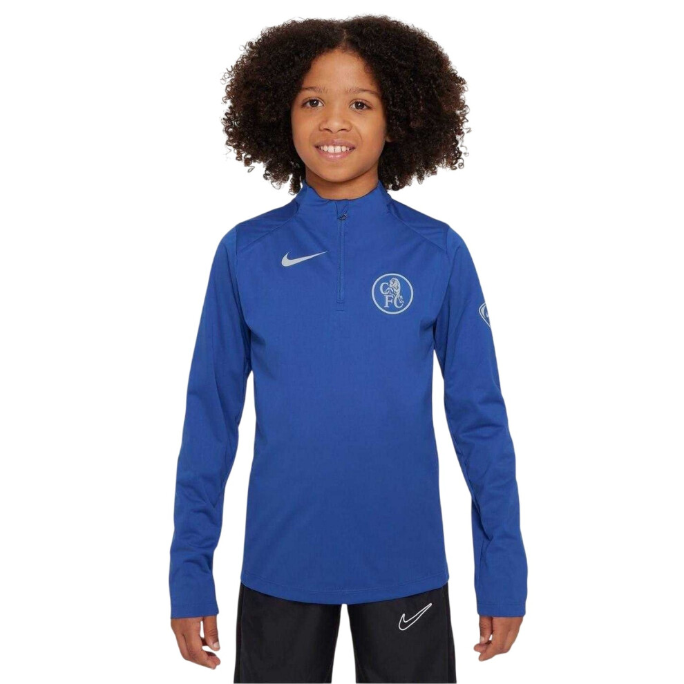 Nike (7-8 Years, Blue/Silver) Childrens/Kids Strike 2025/2026 Chelsea Fc Drill Top