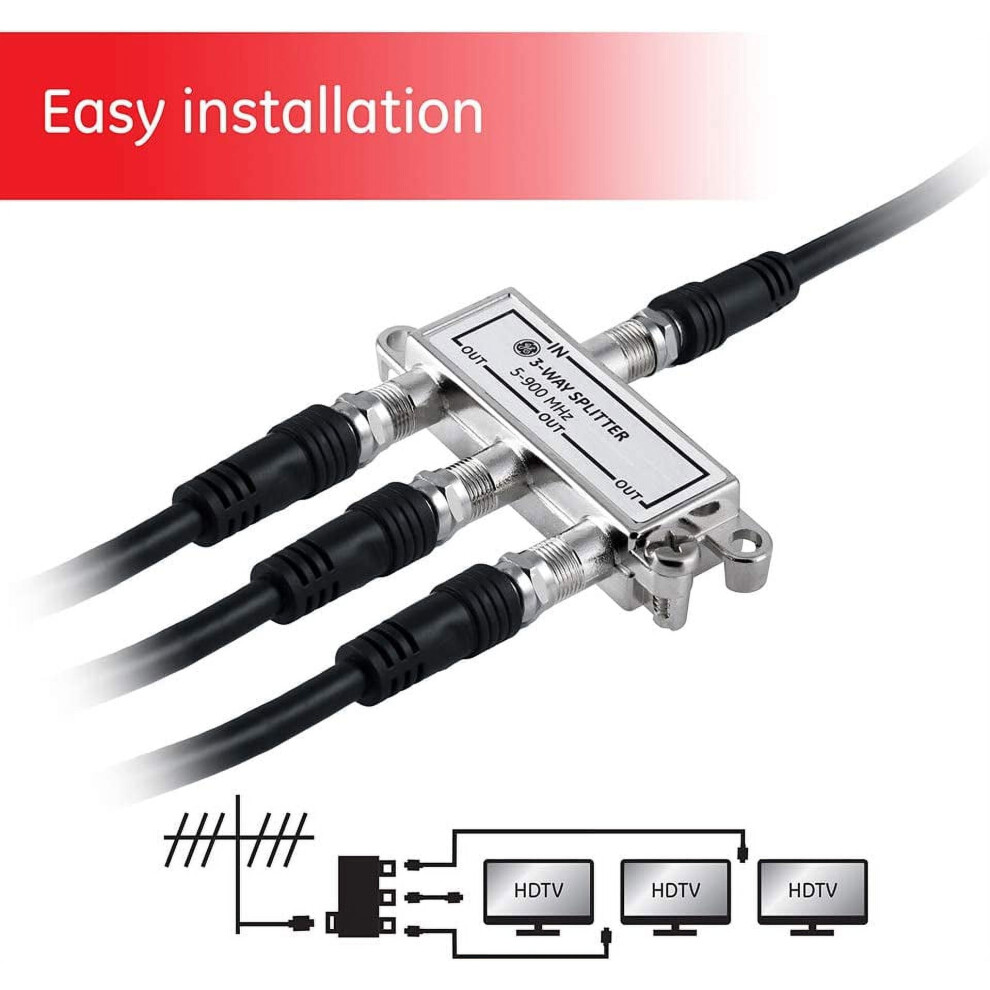 Ge Coaxial Cable Splitter 3-Way 5-900 Mhz 9336866785760