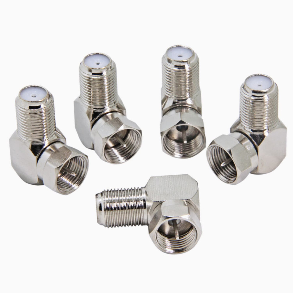 F-Type Right Angle Coax Connector Rg6 5-Pack 9336866785906