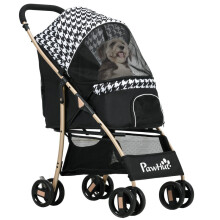 Carrinho de bebê Black Dog com janela de tela e cinto de segurança.