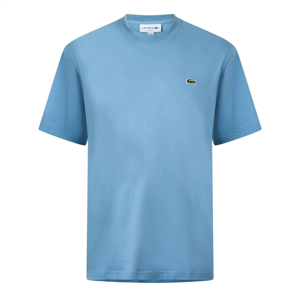 Lacoste (S, Blue) Mens Embroidered Logo Premium Cotton T-Shirt