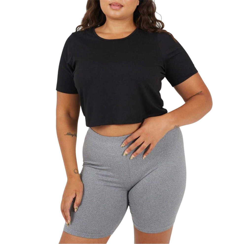 Brave Soul (20 Uk, Black) Womens/Ladies Plain Plus Crop T-Shirt
