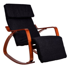 Rocking chair repose-pieds réglable bras en bois