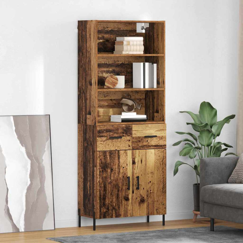 Vidaxl Highboard Old Wood 69.5 X 32.5 X 180 Cm Engineered Wood