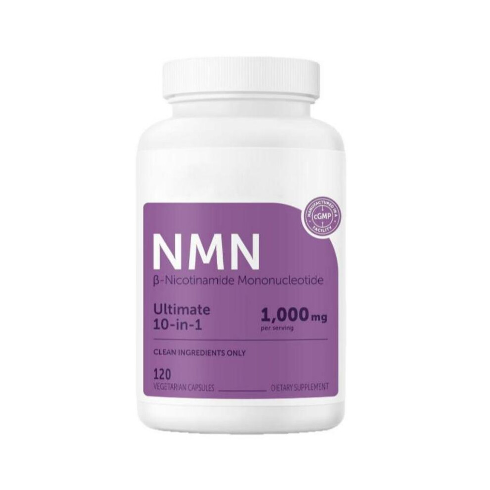 (120 Count (Pack of 2)) 10-in-1 NMN 1000mg Capsules with 98% Trans Resveratrol, TMG & Glutathione