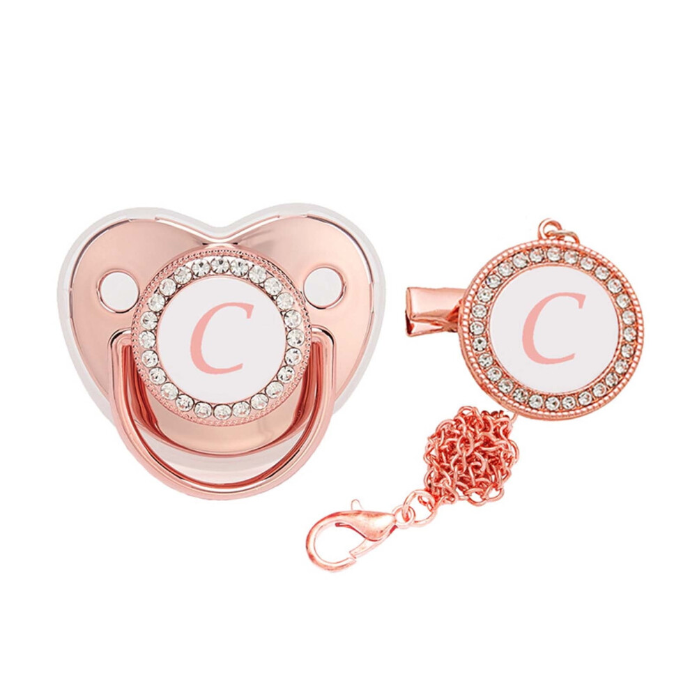 Silicone baby pacifier with initial clip 26 letters