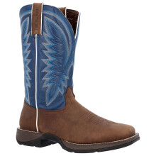 (7.5 UK, Saddle Brown/Denim Blue) Durango Mens Rebel Full Grain Leather Cowboy Boots