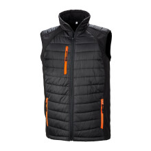 (4XL, Black/Orange) Result Mens Black Compass Padded Soft Shell Gilet