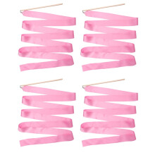 Gymnastics ribbon set pink wooden handle 4 pcs