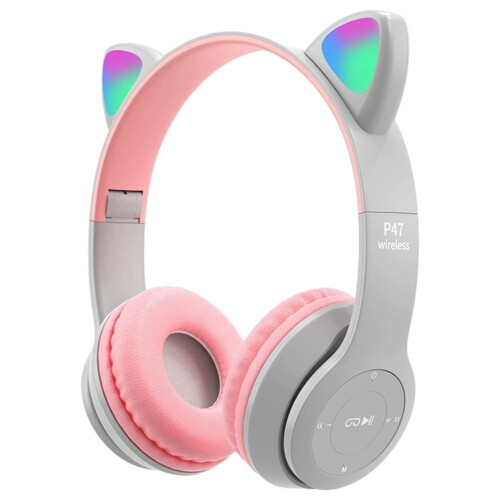 Wireless Cat Ear Headphones with Mic, Stereo Bluetooth for
