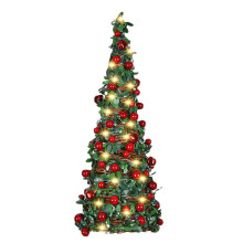 Décoration de Noël créative et amusante : guirlande lumineuse en rotin, arbre fruitier rouge et cercle en rotin. Idéale pour les fêtes. Cadeau