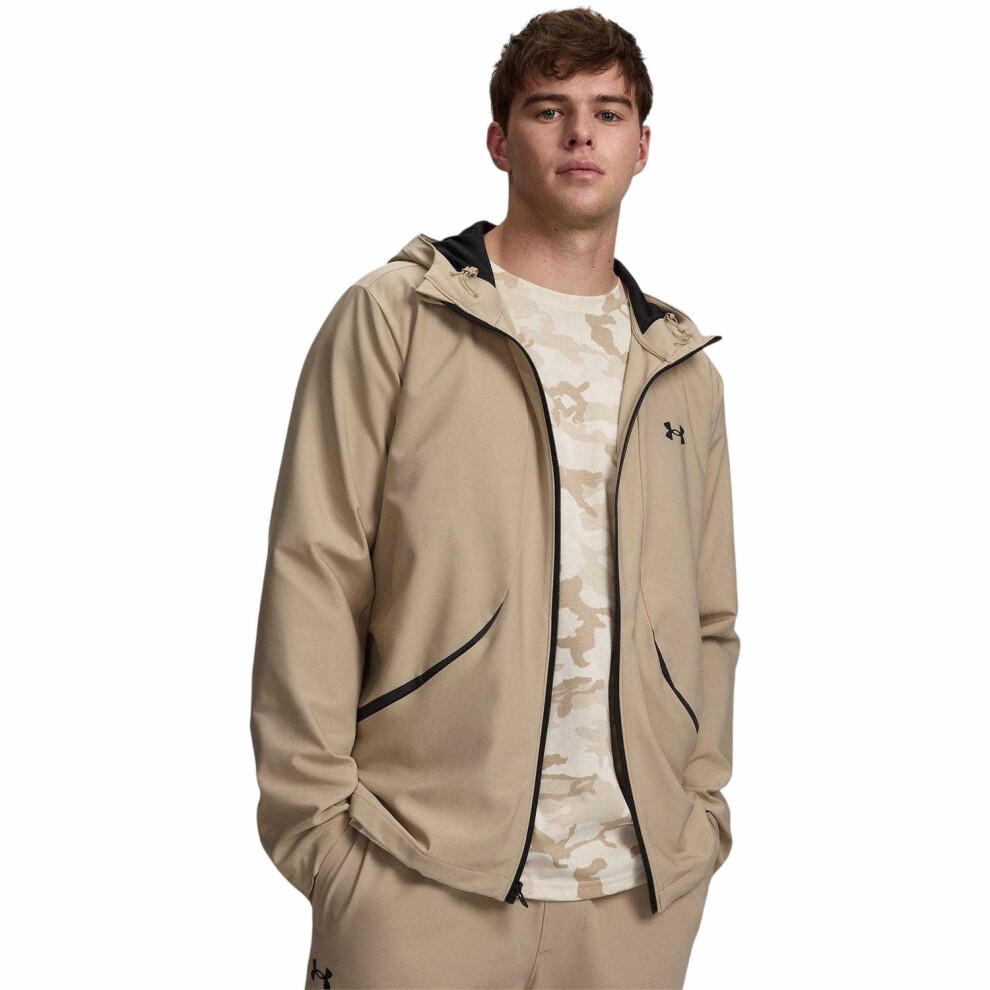 Under Armour (L, Khaki/Black) Mens Unstoppable Performance Training Hooded Jacket