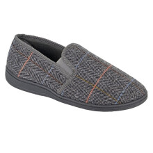 (13 UK, Grey) Zedzzz Mens Kenny Herringbone Twin Gusset Slippers