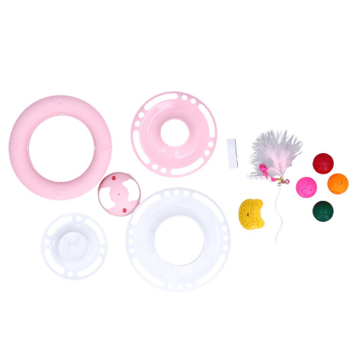Kilisky Cat Ball Tower Toy Pink Interactive Detachable