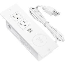 Recessed Desk Power Strip with Wireless Charger 2 AC 2 USB