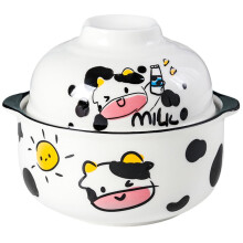 Cow Pattern Ceramic Noodle Bowl 1 Piece