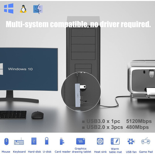 USB 3.0 hub 4-port ultra-slim data extender 1