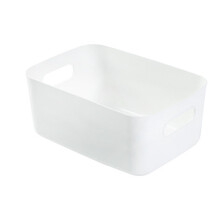 PP Desktop Storage Basket with Handle Medium White
