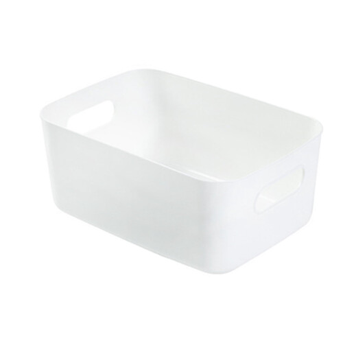 PP Desktop Storage Basket with Handle Medium White
