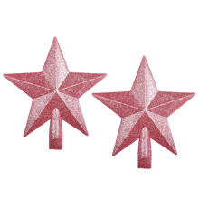 Christmas star ornament plastic glittering pink 2 pcs 20 cm