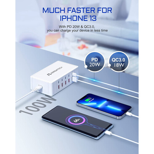 USB C Charging Station 100W 10-Port PD3.0 QC3.0 2