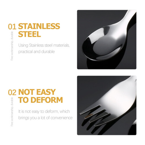 Stainless Steel Serving Spoon and Fork Set 4 Pieces 1