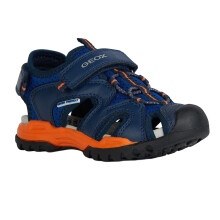 (1 UK Child, Royal Blue/Orange) Geox Boys Borealis Sandals