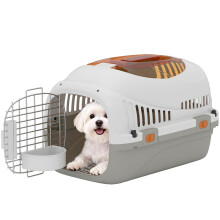 Caixa de transporte para animais de estimação em plástico cinza claro para gatos de até 4 kg.