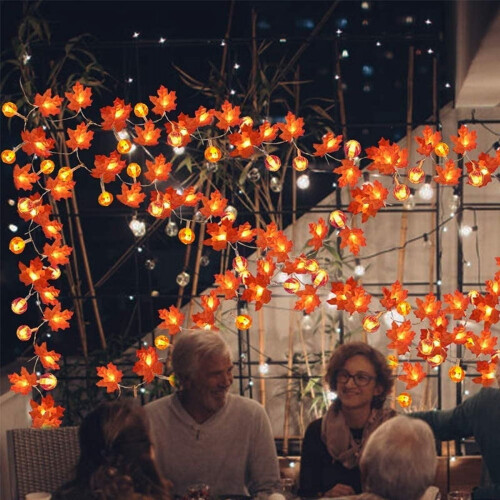 Thanksgiving String Lights Pumpkin Maple Leaf 20 ft 40 LED 2