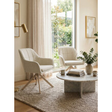 (Beige, Set of 6) GOEURVANT Swivel Dining Chairs
