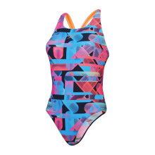(6 UK, Siren Red/Blue) Speedo Womens/Ladies Graphic Print Racerback One Piece Swimsuit