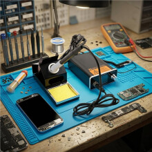 HANDSKIT T12-X2 Soldering Station STM 32 Chip Version 2.1 Digital Adjust Temp Soldering Iron Handle or 5pin Tweezers Handle A1 EU Plug
