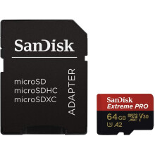 MicroSDXC UHS-I U3 A2 V30 64GB with Adapter