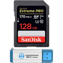 Paquete de memoria SDXC SD Extreme Pro de 128 GB compatible con las cámaras réflex digitales Nikon D3500, D7500 y D5600 (4K V30U3).