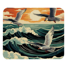 Sunset Flying Seagull Mouse Pad with Non-Slip Rubber Base, Square Computer Gaming Mat for Laptop, Writing, School, Office, Home8.3'' x9.8''