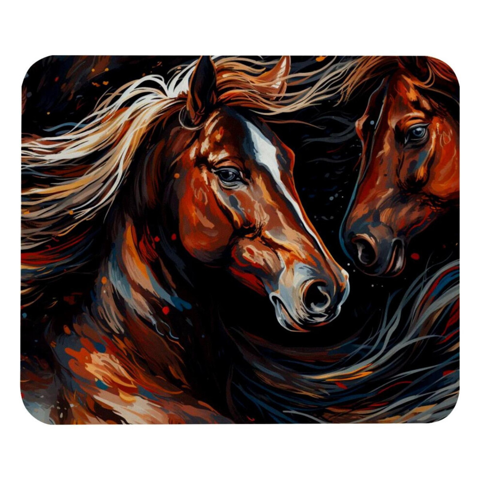 Horses Mouse Pad Non-Slip Rubber Base 8.3 X 9.8 Inches Dark 917087594295