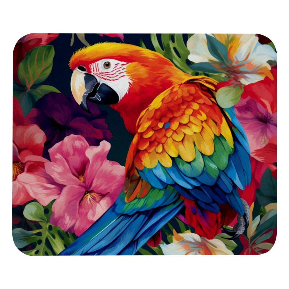 Flowers Parrot Mouse Pad Non-Slip Rubber Base 8.3 X 9.8 Inch 917087599634