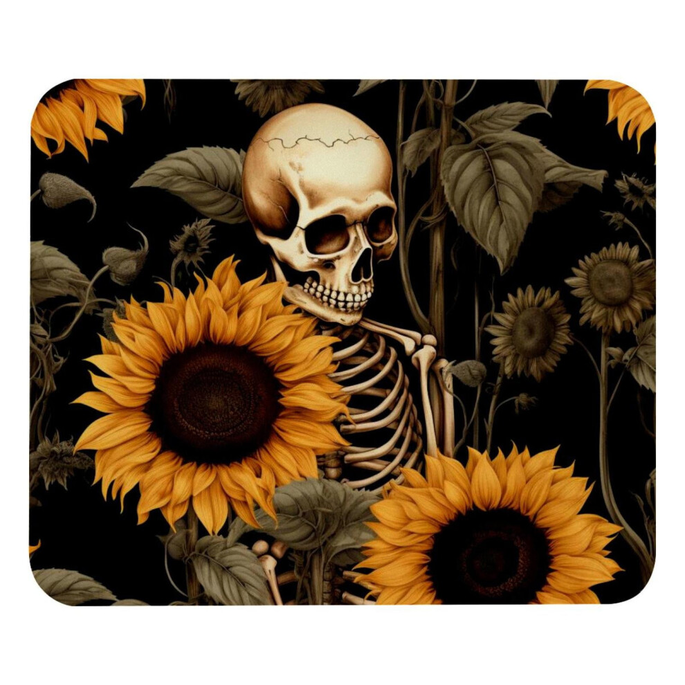 Skull Sunflower Mouse Pad With Non-Slip Base 8.3 X 9.8 In 917087599696