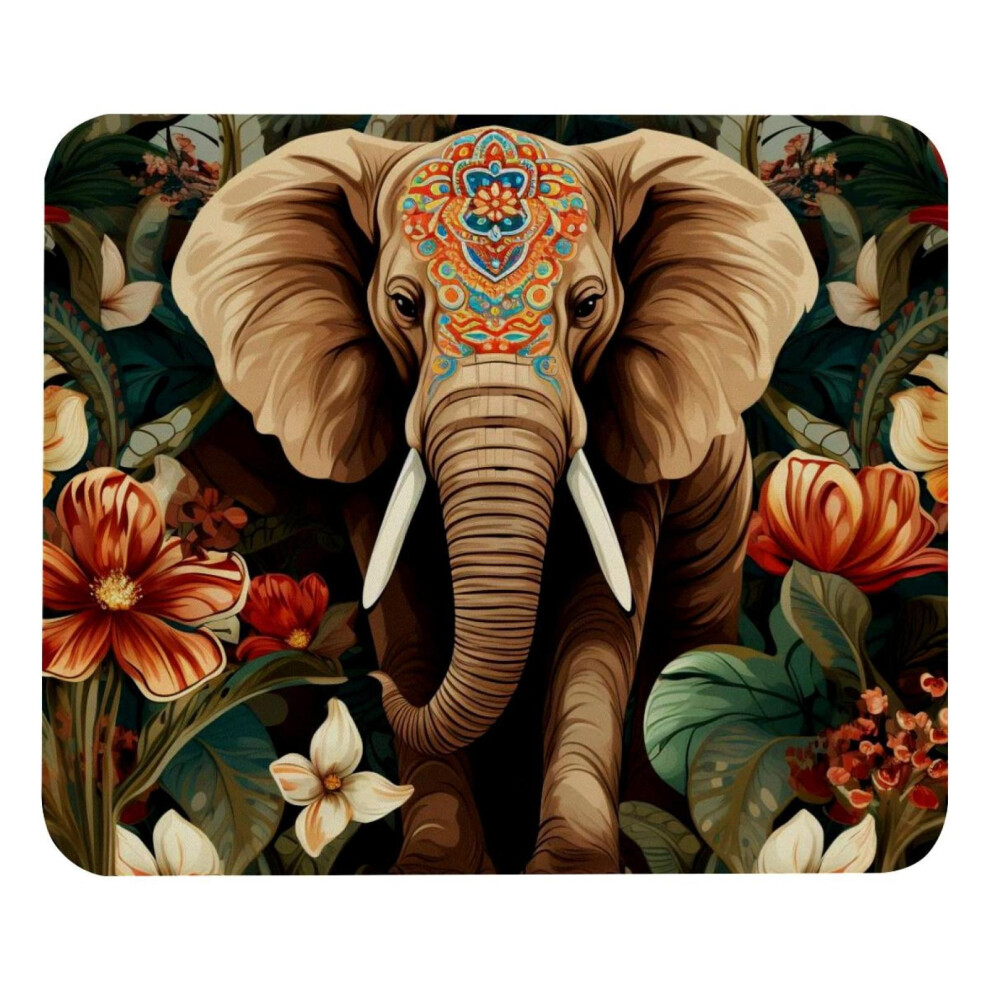 Flowers Elephant Mouse Pad Square Non-Slip Rubber Base 8.3 917087600637