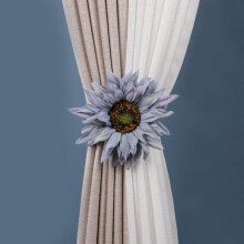 Sunflower-shaped curtain tieback rustic nylon no-drill